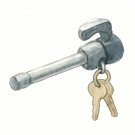 Water color illustrative image of a generic 1/4 in. Rotating Locking Coupler Pin with 2 Keys