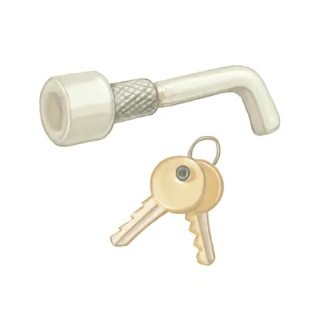 Water color illustrative image of a generic 1/4 in. Trailer Coupler Pin Lock with 2 Keys