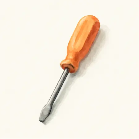 Water color illustrative image of a generic 1/4 in. x 4 in. Slotted Screwdriver