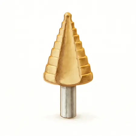 Water color illustrative image of a generic 1/4 in.-3/4 in. #3 Titanium Step Drill Bit (9-Steps)
