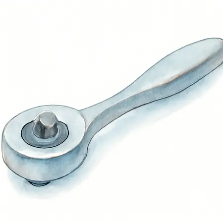 Water color illustrative image of a generic 1/4 in. Drive Low-Profile Sealed-Head Ratchet