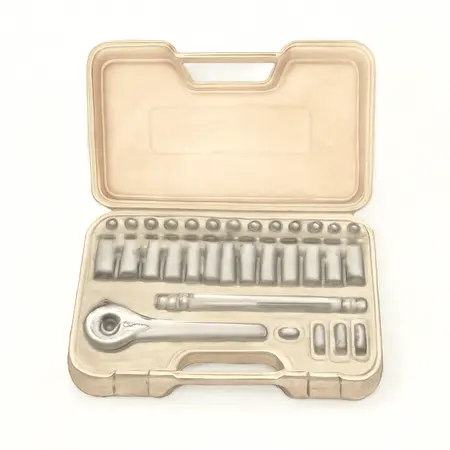 Water color illustrative image of a generic 1/4 in. Drive, SAE and Metric Master Socket Set, 54-Piece