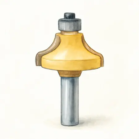 Water color illustrative image of a generic 1/4 in. Roundover/Beading Router Bit with 1/4 in. Shank