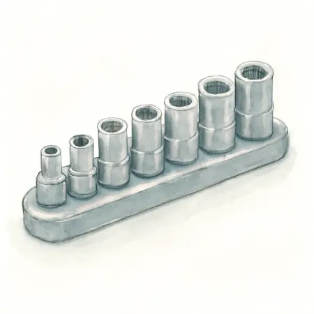Water color illustrative image of a generic 1/4 in. and 3/8 in. Drive SAE Professional Ball Hex Socket Set, 8 Piece