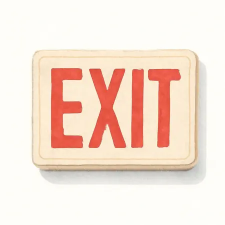 Water color illustrative image of a generic 14 in. x 10 in. Exit Sign