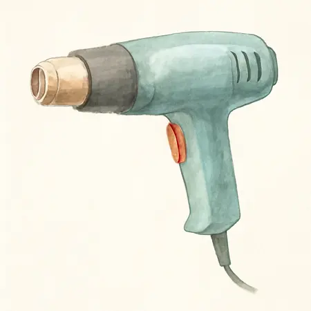 Water color illustrative image of a generic 1500 Watt 11 Amp Dual Temperature Heat Gun