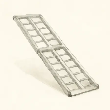 Water color illustrative image of a generic 1500 lb. Capacity 45 in. x 69 in. Tri-Fold Aluminum Loading Ramp