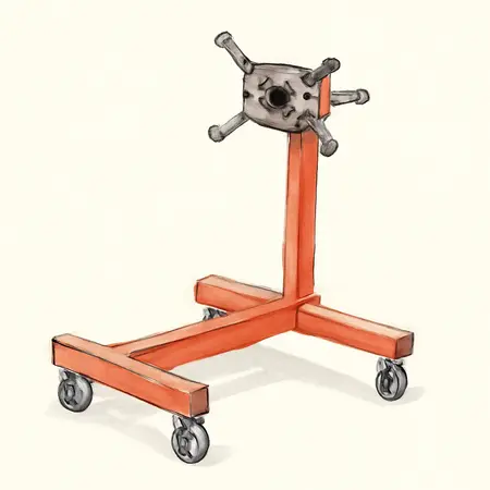 Water color illustrative image of a generic 1500 lb. Capacity Gear Driven Rotating Engine Stand