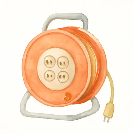 Water color illustrative image of a generic 150 Ft. Extension Cord Reel