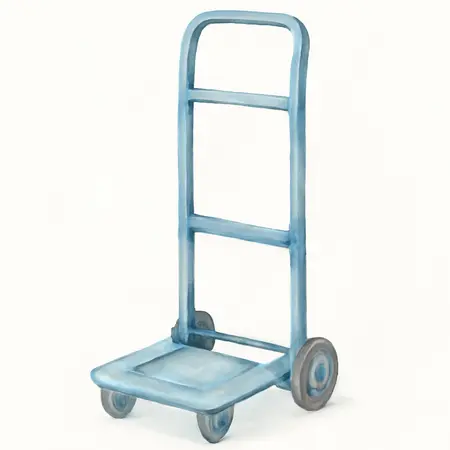 Water color illustrative image of a generic 150 lb. Capacity Foldable Hand Truck