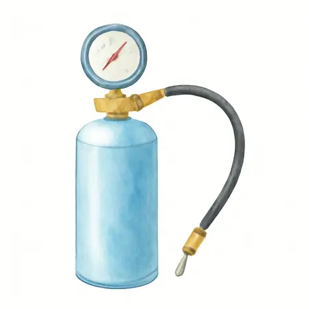 Water color illustrative image of a generic 15.9 oz. Synthetic R-134A Refrigerant with Dispenser and Gauge - CARB Certified