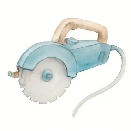Water color illustrative image of a generic 15 Amp 14 in. Portable Concrete Pull Saw