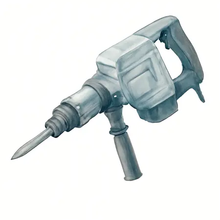 Water color illustrative image of a generic 15 Amp 35 lb. Demolition Hammer Kit