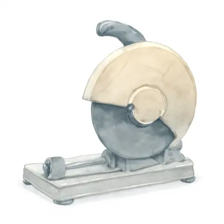 Water color illustrative image of a generic 15 Amp 3.8 HP 14 in.  Abrasive Cut-Off Saw
