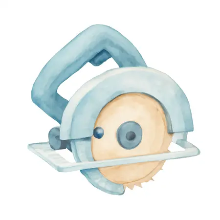 Water color illustrative image of a generic 15 Amp, 7-1/4 in. Circular Saw