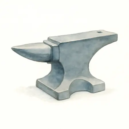 Water color illustrative image of a generic 15 Lb. Rugged Cast Iron Anvil