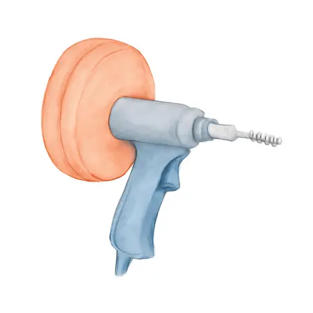 Water color illustrative image of a generic 15 ft. Drill Powered Drain Auger