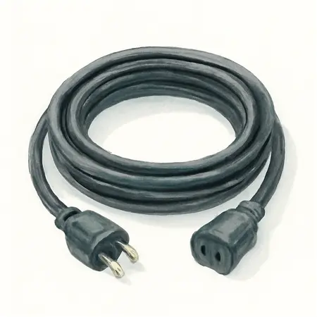 Water color illustrative image of a generic 15 ft. x 16/3 Gauge Indoor/Outdoor Extension Cord, Black