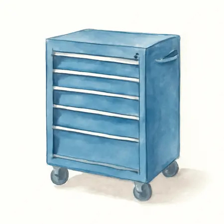 Water color illustrative image of a generic 15 in. End Cabinet, Series 3, Blue