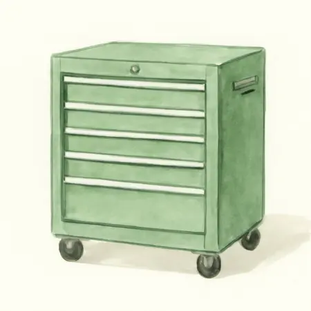 Water color illustrative image of a generic 15 in. End Cabinet, Series 3, Green