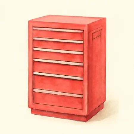 Water color illustrative image of a generic 15 in. End Cabinet, Series 3, Red