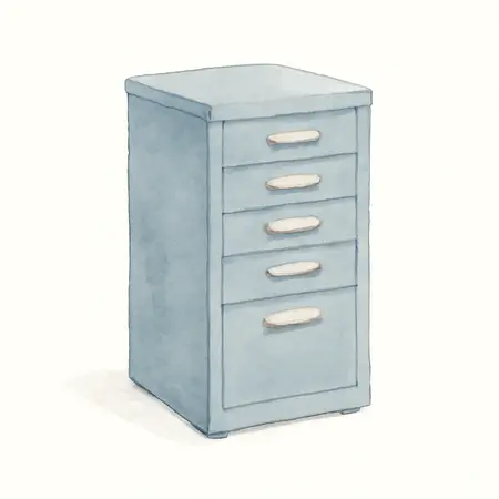 Water color illustrative image of a generic 15 in. End Cabinet, Series 3, Slate Gray