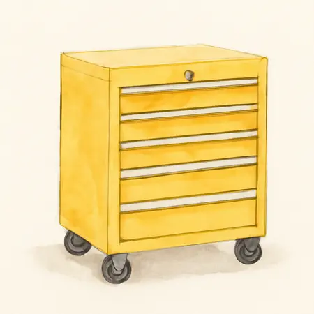 Water color illustrative image of a generic 15 in. End Cabinet, Series 3, Yellow