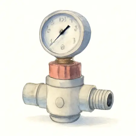 Water color illustrative image of a generic 160 PSI HVLP Air Regulator