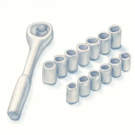 Water color illustrative image of a generic 1/2 in. Drive SAE Socket Set, 16 Piece