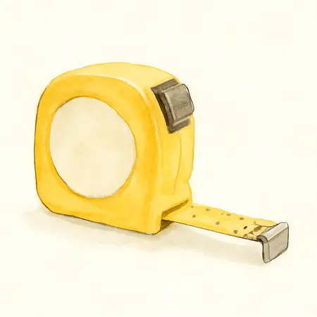 Water color illustrative image of a generic 16 ft. x 3/4 in. QuikFind Tape Measure with ABS Casing
