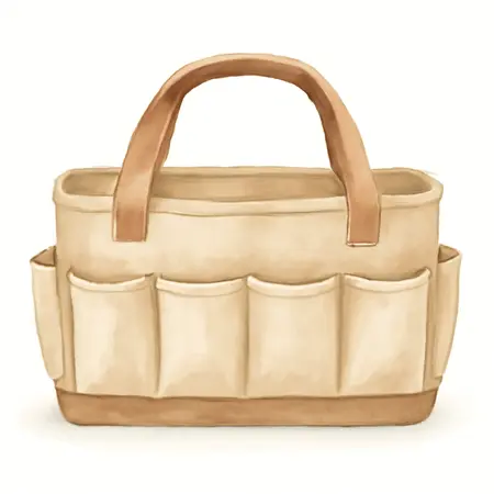 Water color illustrative image of a generic 16 in. Tool Bag with 6 Pockets