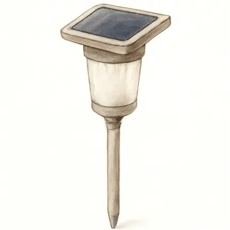 Water color illustrative image of a generic 16 in. Solar LED Metal Finish Glass Pathway Light