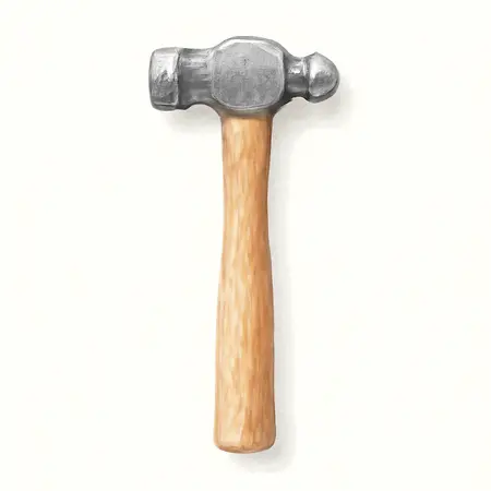 Water color illustrative image of a generic 16 oz. Ball Peen Hammer