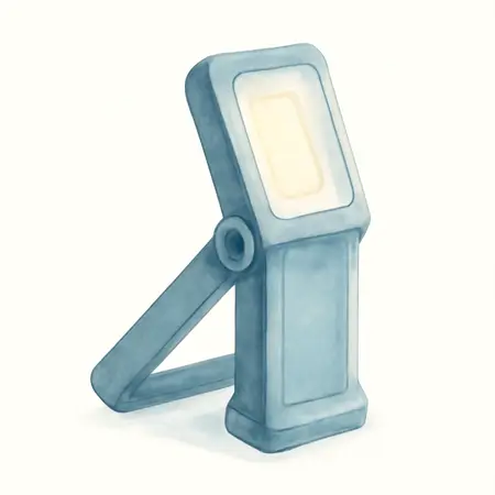 Water color illustrative image of a generic 175 Lumen Portable Foldable LED Work Light