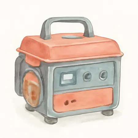 Water color illustrative image of a generic 1800 Watt Gas Powered Portable Generator with CO SECURE™