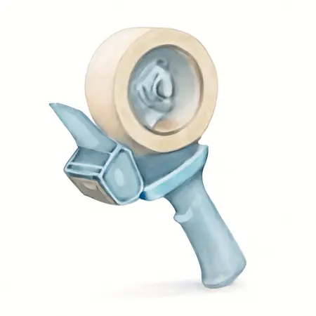 Water color illustrative image of a generic 1.88 in. x 55 yd. Heavy Duty Packaging Tape Gun