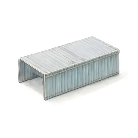 Water color illustrative image of a generic 18 GA x 1/4 in. Crown 1-1/4 in. Galvanized Staples, 2,500 Pc.