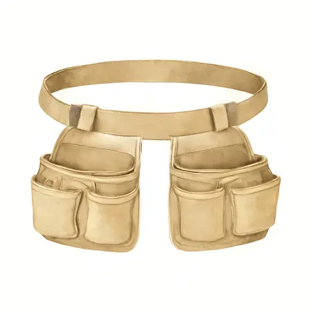 Water color illustrative image of a generic 18 Pocket Tool Belt