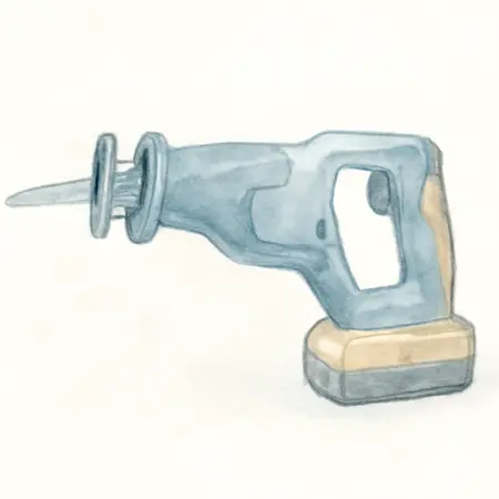 Water color illustrative image of a generic 18V Cordless Reciprocating Saw Kit