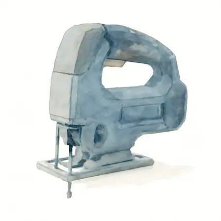 Water color illustrative image of a generic 18V Cordless Variable Speed Jig Saw Kit