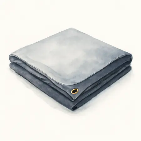 Water color illustrative image of a generic 18 ft. x 24 ft. Silver and Black Extreme Duty Weather Resistant Tarp