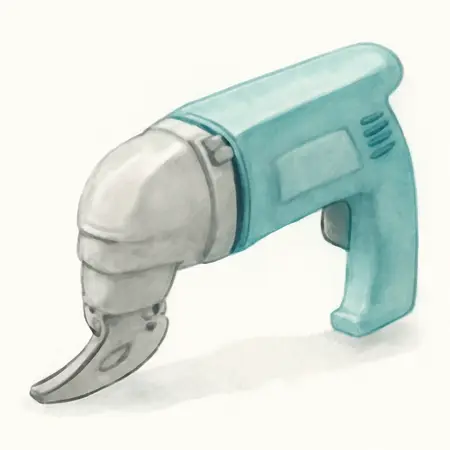 Water color illustrative image of a generic 3.5 Amp, 18 gauge Metal Shears