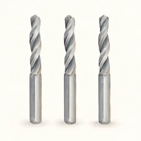 Water color illustrative image of a generic 1/8 in. High Speed Steel Spiral Cut Bits, 3 Pack