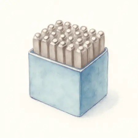 Water color illustrative image of a generic 1/8 in. Steel Letter/Number Stamping Set, 36 Piece