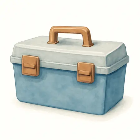 Water color illustrative image of a generic 18 in. Toolbox