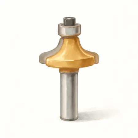 Water color illustrative image of a generic 1/8 in. Roundover/Beading Router Bit with 1/4 in. Shank