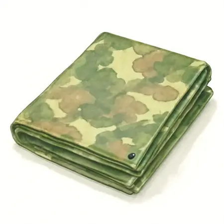 Water color illustrative image of a generic HFT 19 ft. x 29 ft. 4 in. Camouflage All-Purpose/Weather-Resistant Tarp