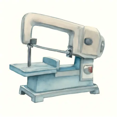 Water color illustrative image of a generic 1 HP 4 in. x 6 in. Horizontal/Vertical Metal Cutting Band Saw