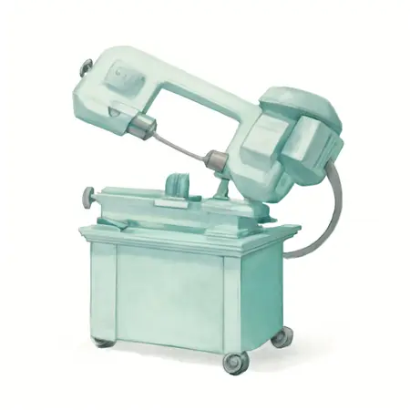 Water color illustrative image of a generic 1 HP 7 In. x 12 In. Hydraulic Feed Metal Cutting Band Saw