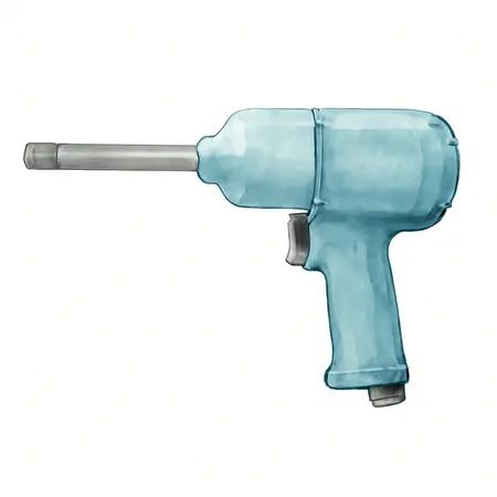 Water color illustrative image of a generic 1 in. D-Handle Aluminum Air Impact Wrench, 8 in. Extended Anvil, Pinless, 2500 ft. lbs.